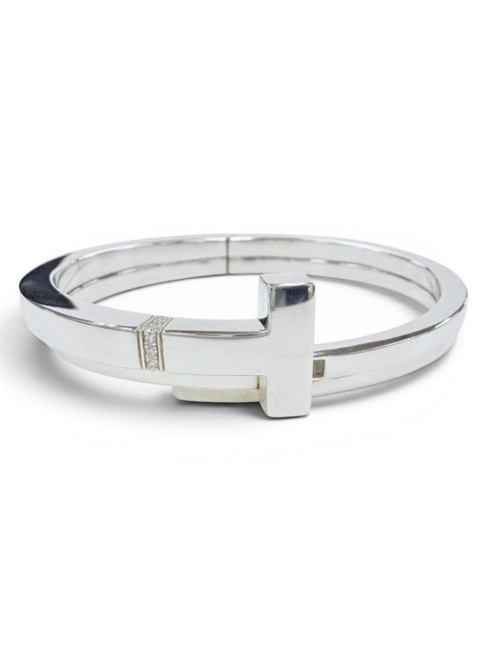 Tiffany & Co T Square Wrap 925 Diamond Inner Circumference 16 Bangle Silver